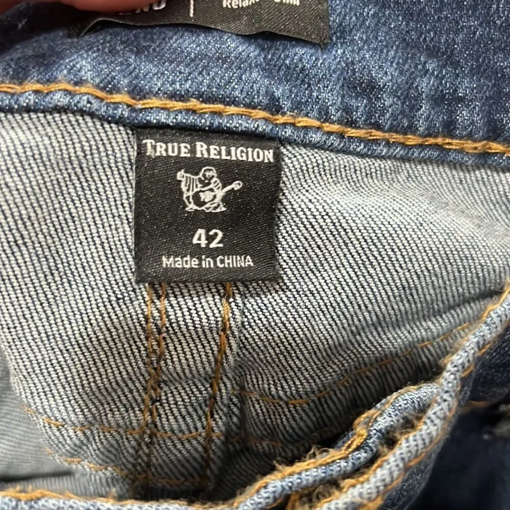 True Religion Genius Relaxed Slim Vintage Denim Jeans Big T No Flap. Brand New!